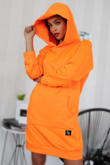 Mikinové šaty IKA/ oranž. neon