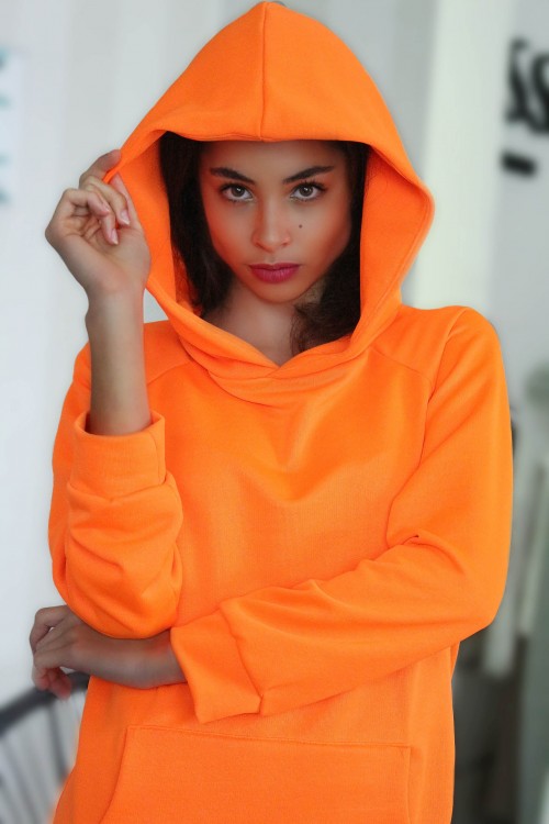 Mikinové šaty IKA - oranž. neon
